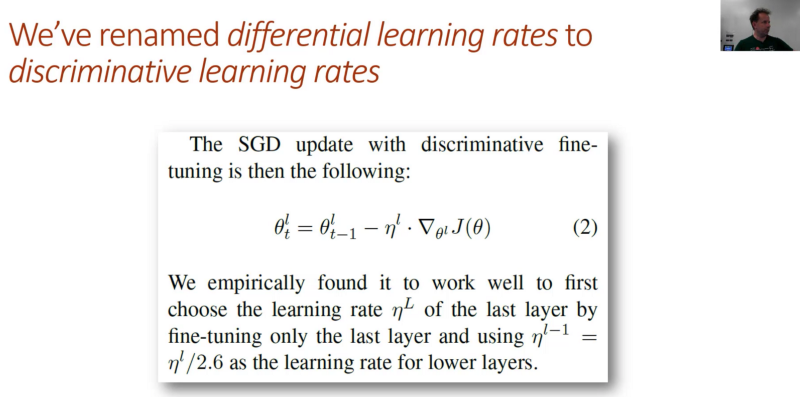 Discriminative learning rates